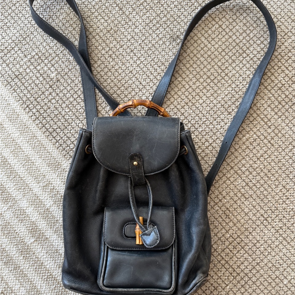 Gucci Vintage Bamboo Leather Backpack